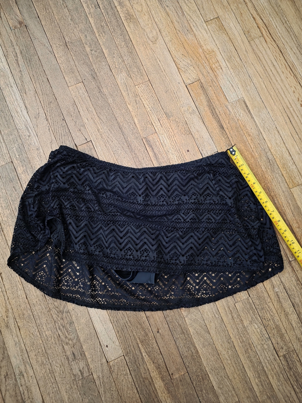 Black Lace Swim Skirt Cover-Up And Bathing Suit Bottoms - 1 Piece